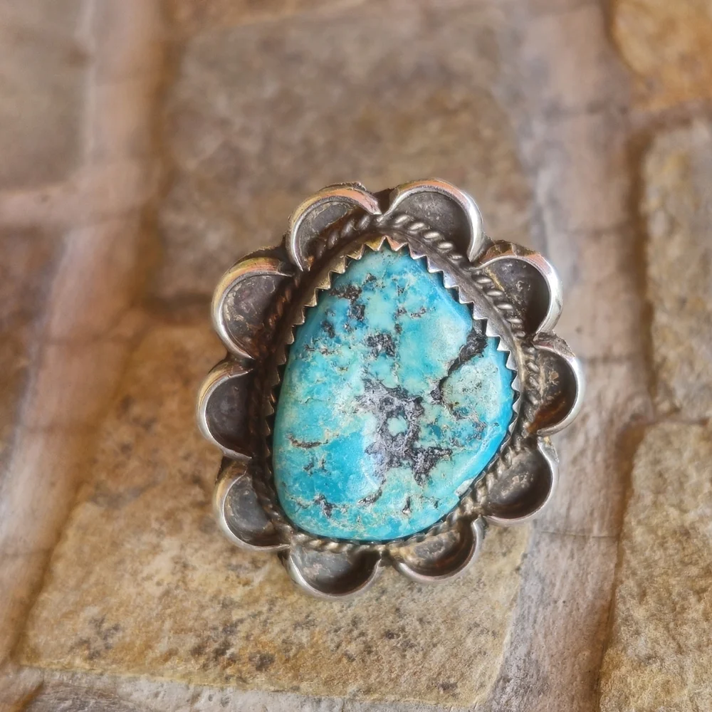 Sterling Silver Vintage TURQUOISE ring - Picture 7 of 17
